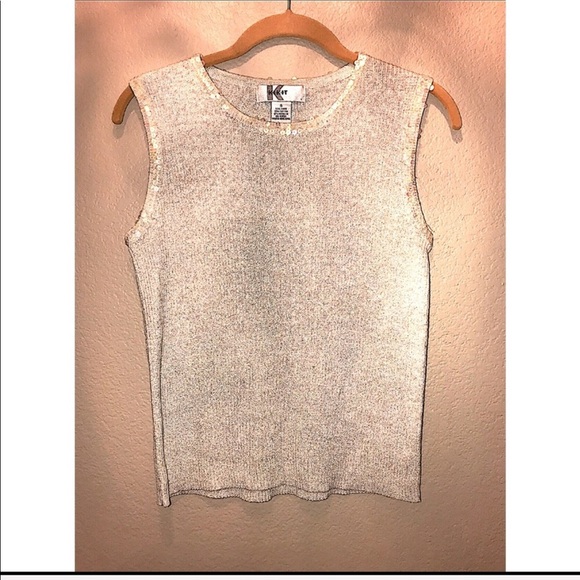 KIKIT Tops - KIKIT SILVER LUREX AND SEQUINED SLEEVELESS TOP